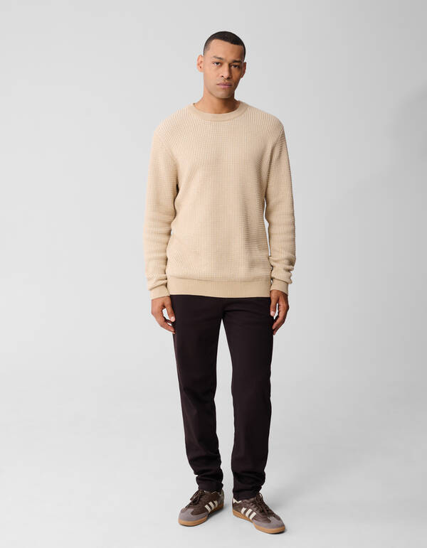 Struktur Regular Fit Hose Dunkelbraun SHOEBY MEN