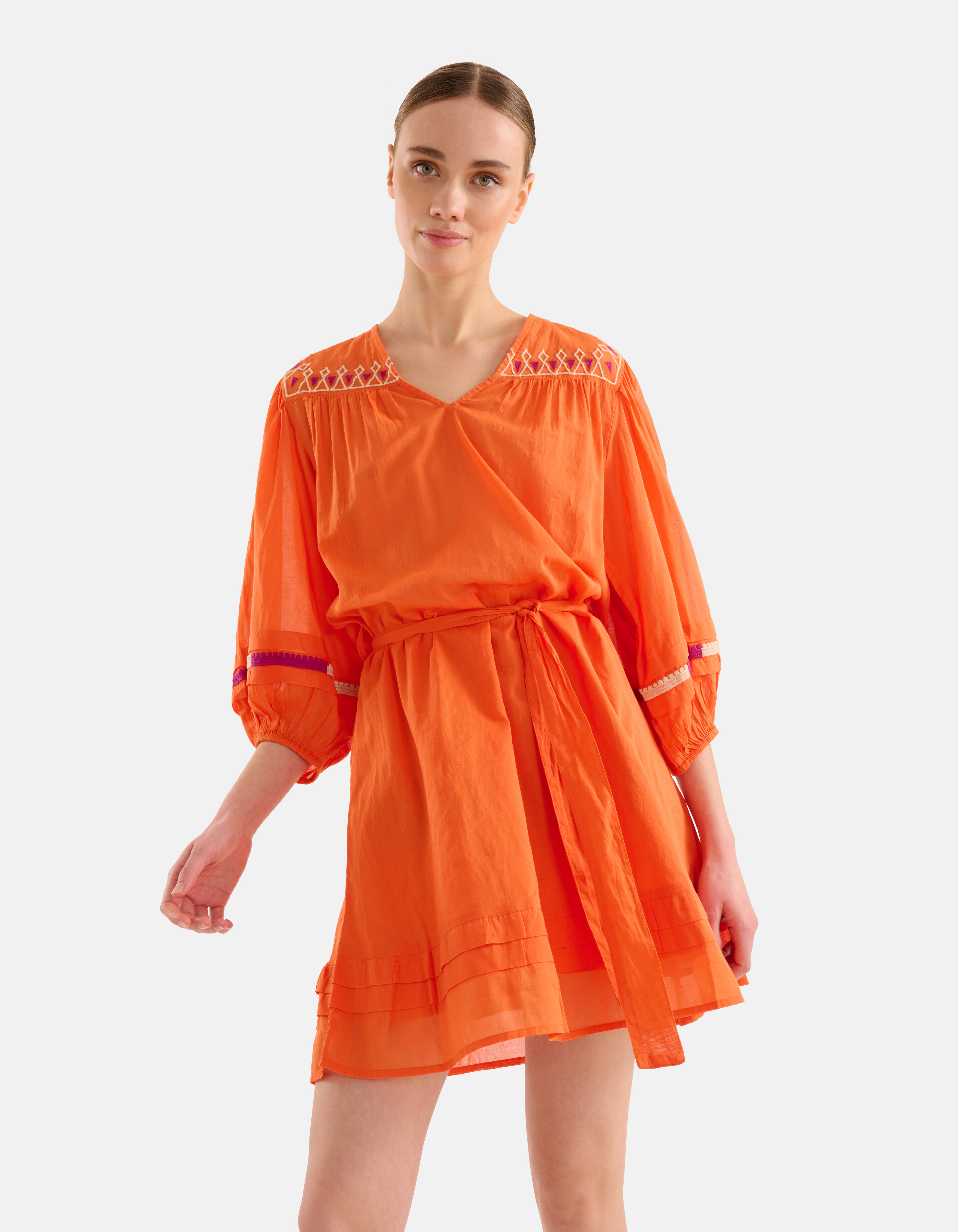 Besticktes Voile-Kleid Orange SHOEBY WOMEN