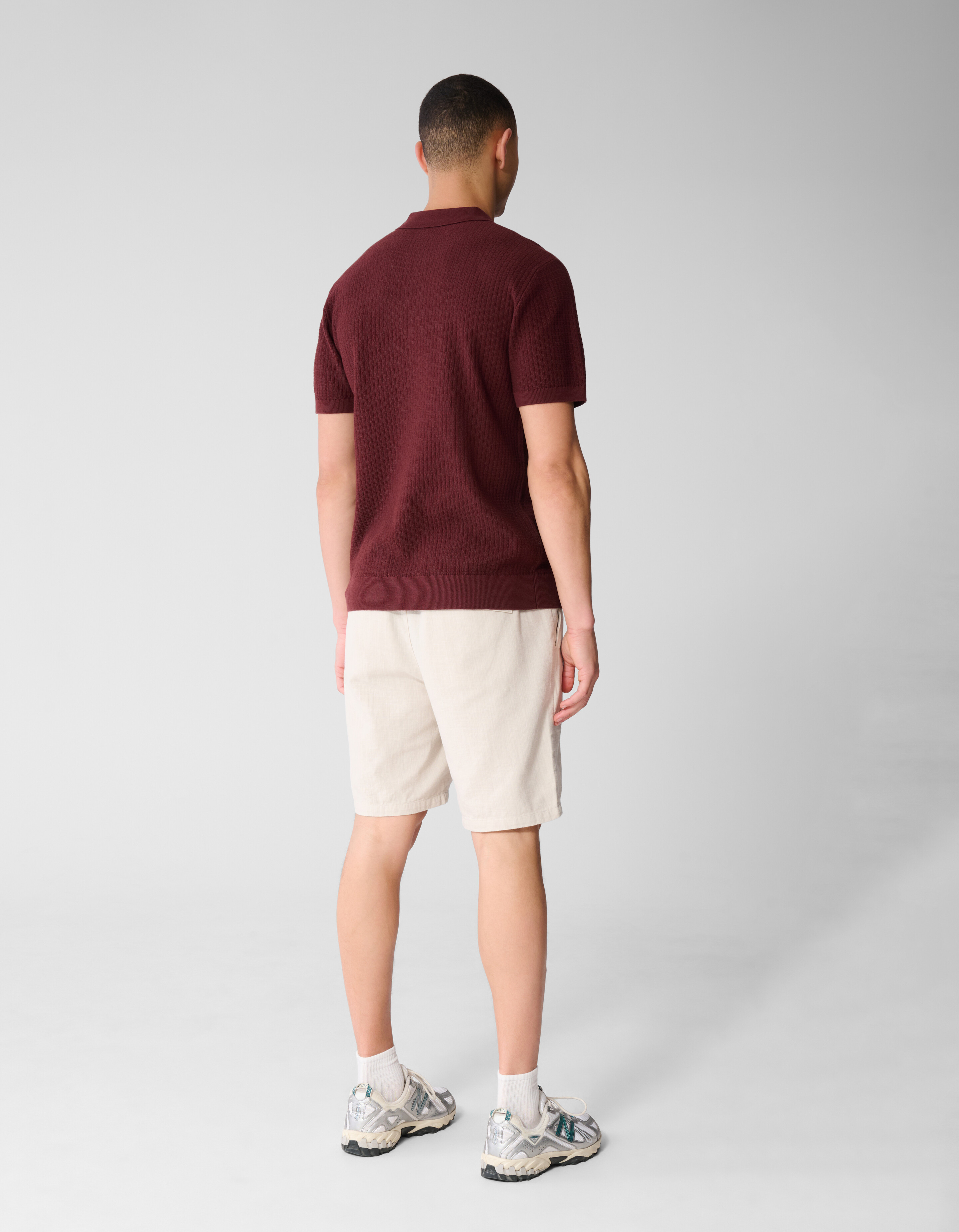 Gestricktes Zip-Poloshirt Dunkelrot SHOEBY MEN