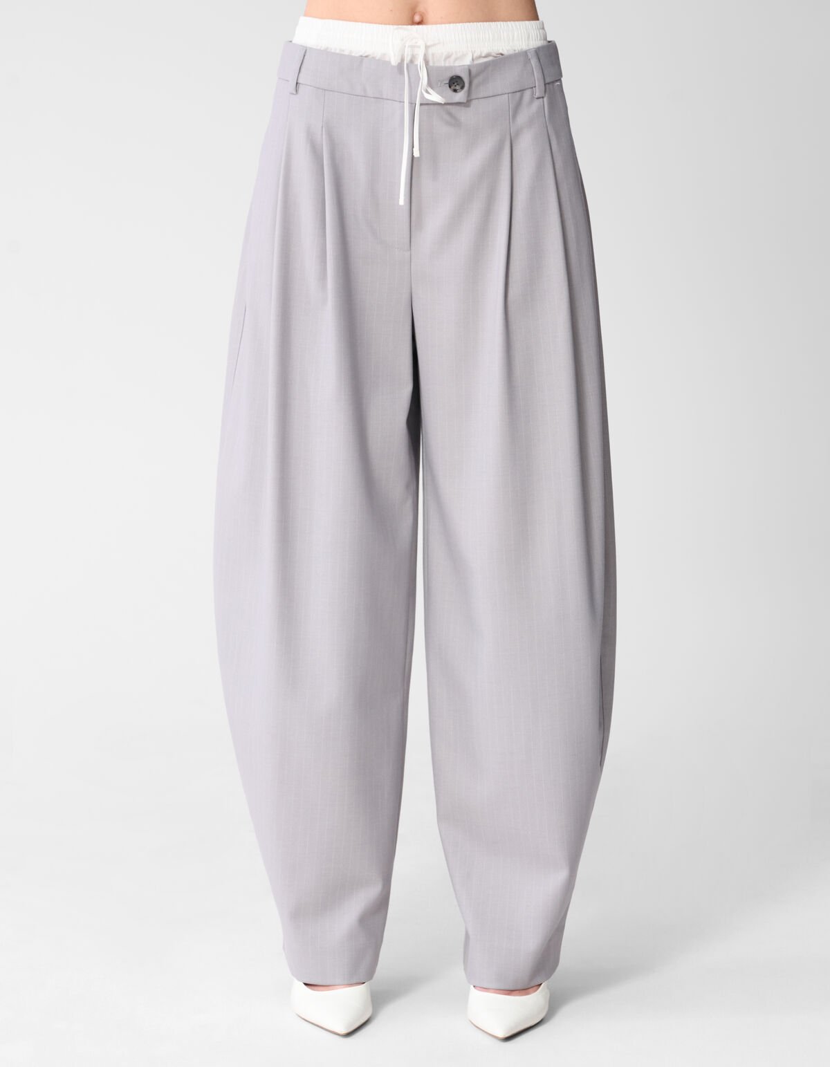 Pinstripe Barrel Fit Hose Hellgrau SHOEBY WOMEN