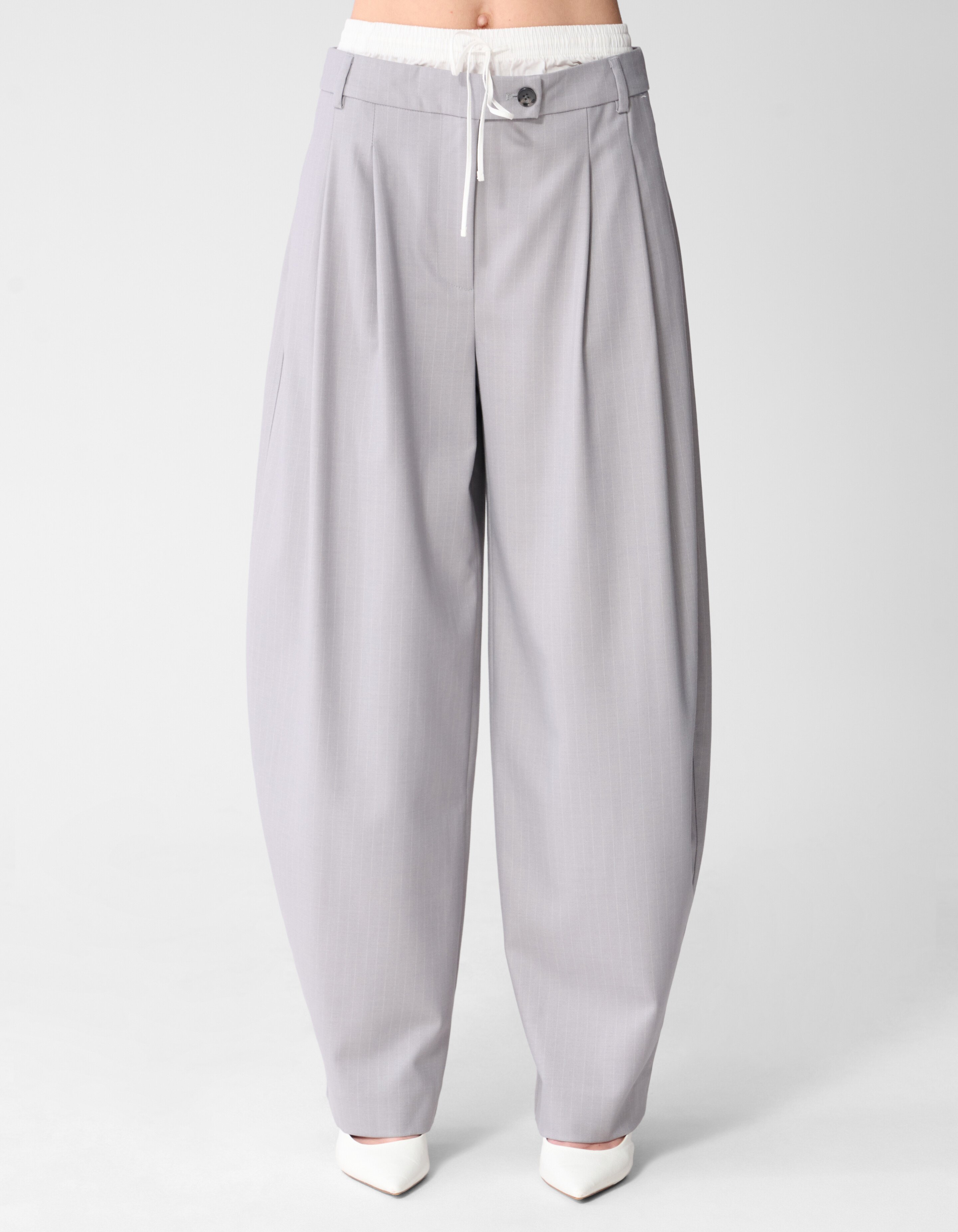 Pinstripe Barrel Fit Hose Hellgrau SHOEBY WOMEN