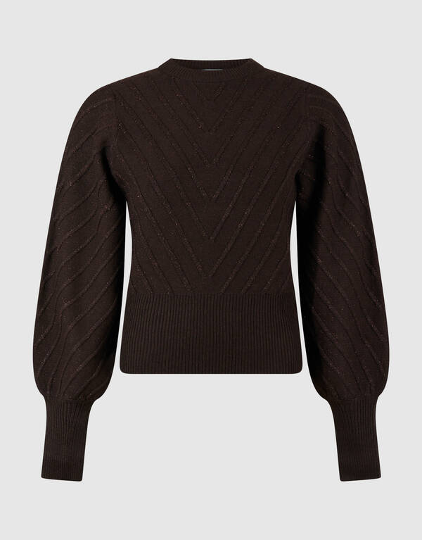 Glitzernder Strickpullover, dunkelbraun SHOEBY WOMEN