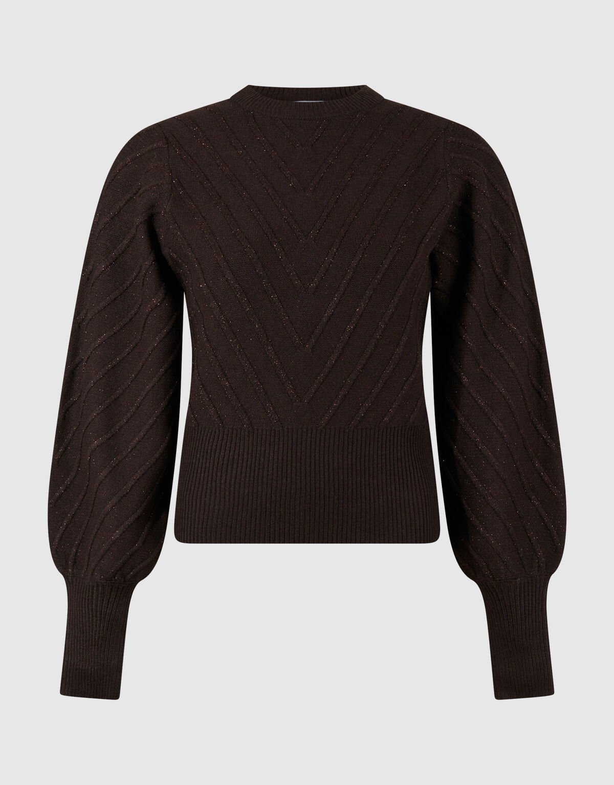 Glitzernder Strickpullover, dunkelbraun SHOEBY WOMEN