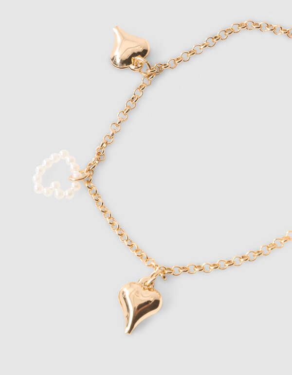 Perlenherz-Armband Gold SHOEBY ACCESSOIRES