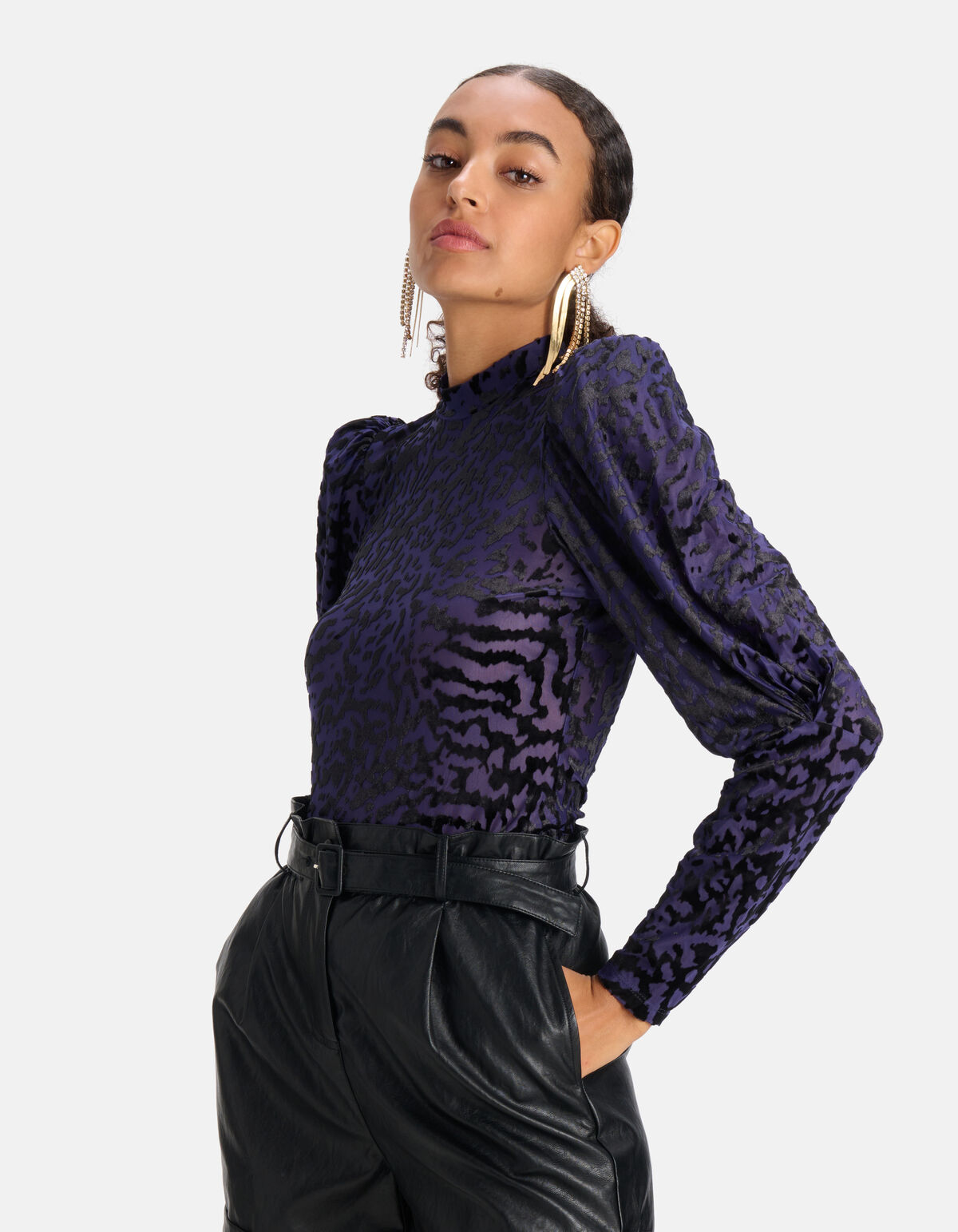 Samt Print Top Lila SHOEBY WOMEN