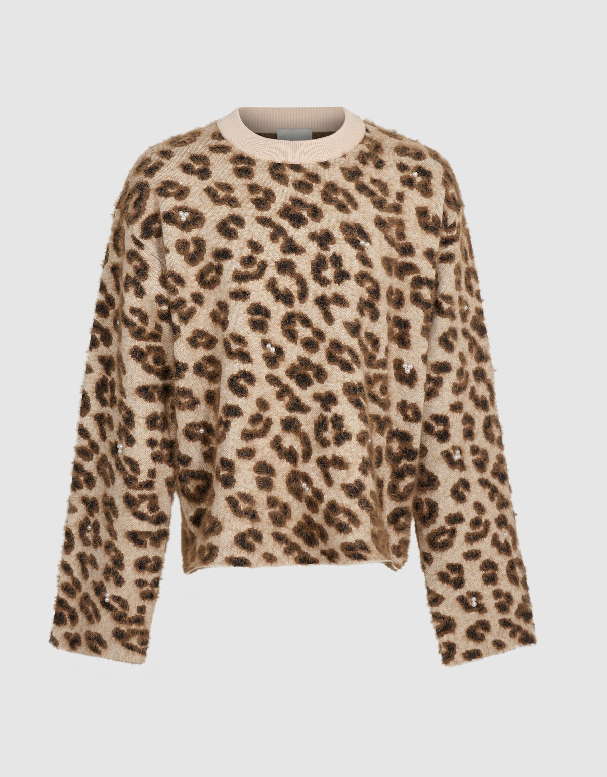 Leopard-Pullover mit Perlen Braun SHOEBY GIRLS