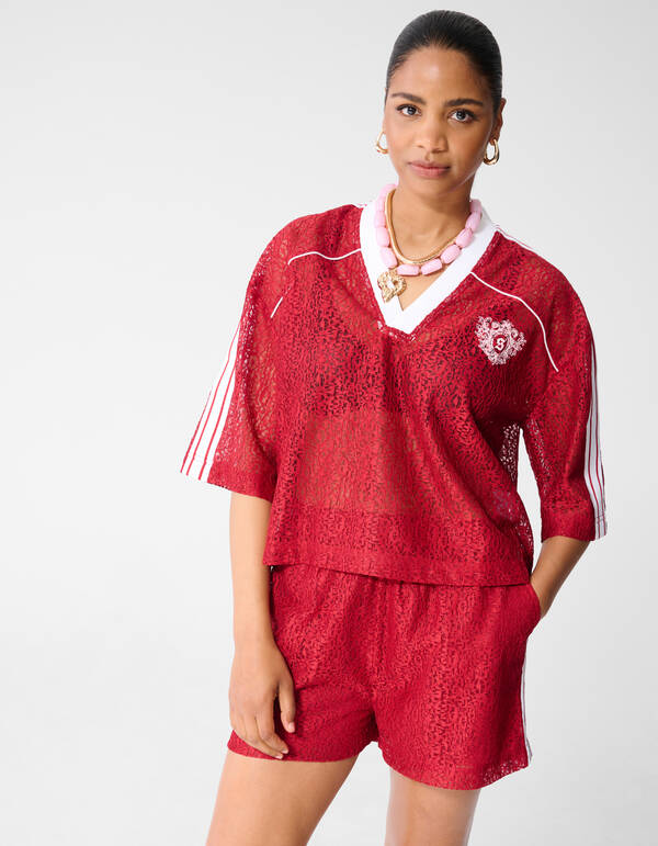 Sportliches Spitzen-T-Shirt Rot SHOEBY WOMEN