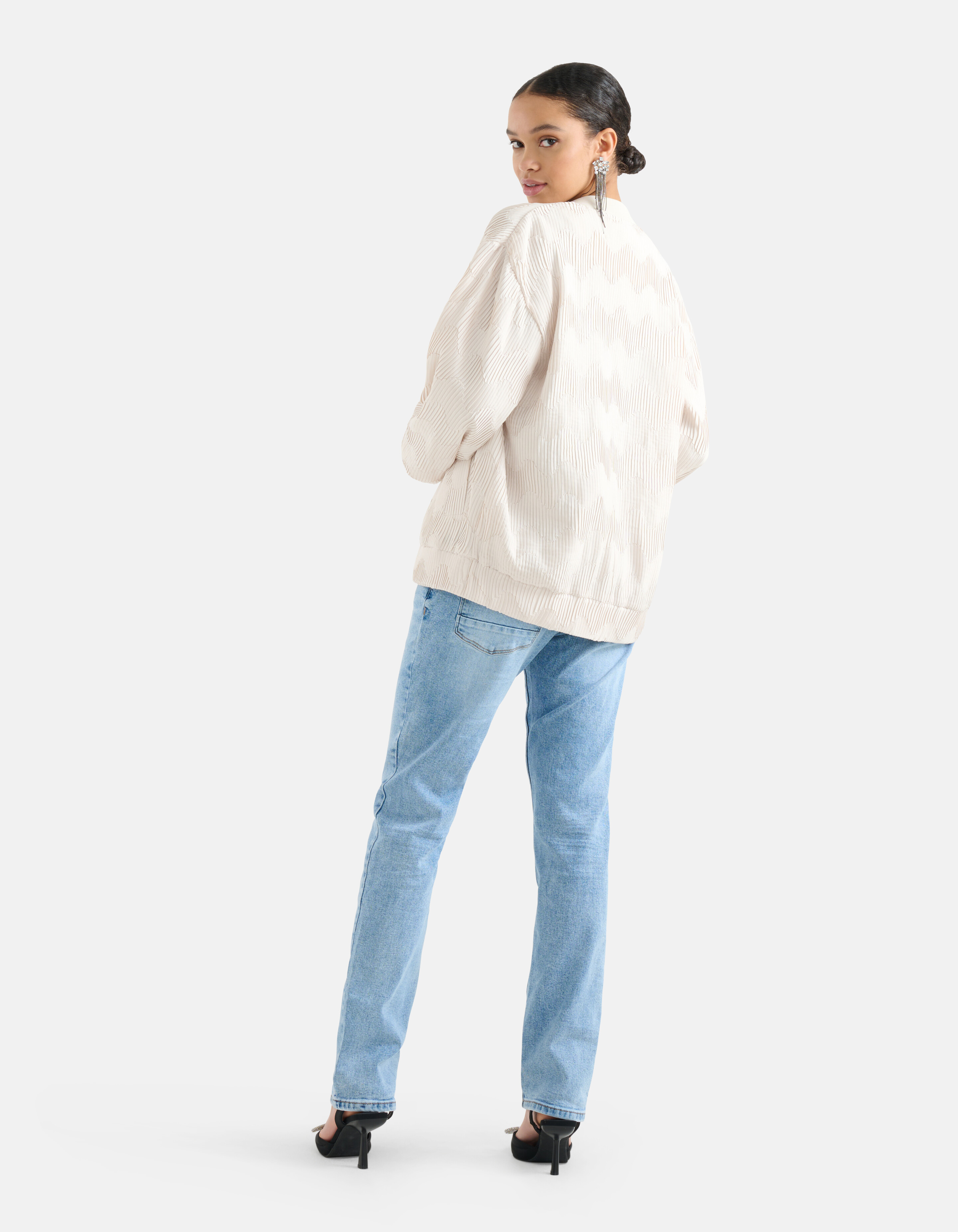 Satin Plissee Bomberjacke Off White SHOEBY WOMEN
