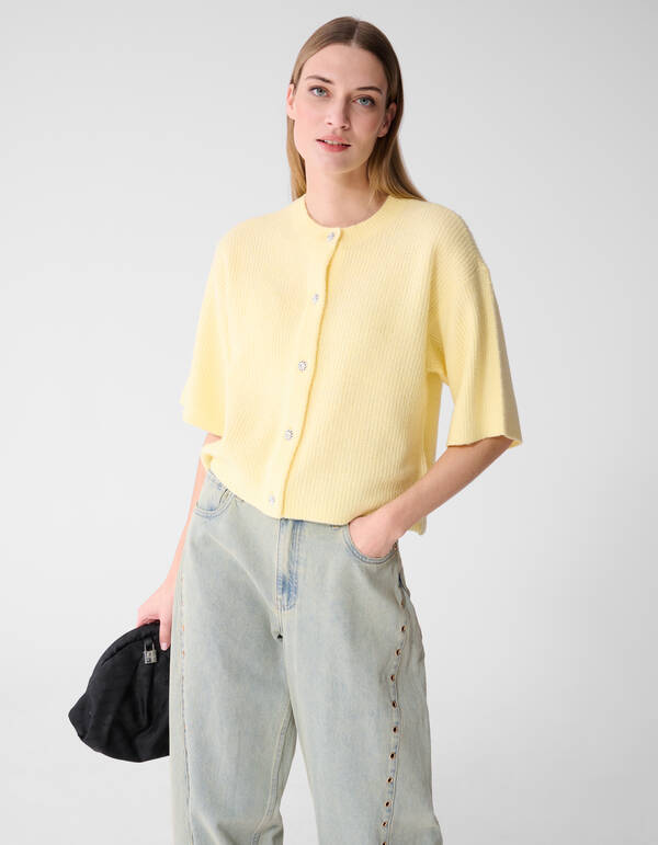 Korte Mouwen Vest Geel SHOEBY WOMEN