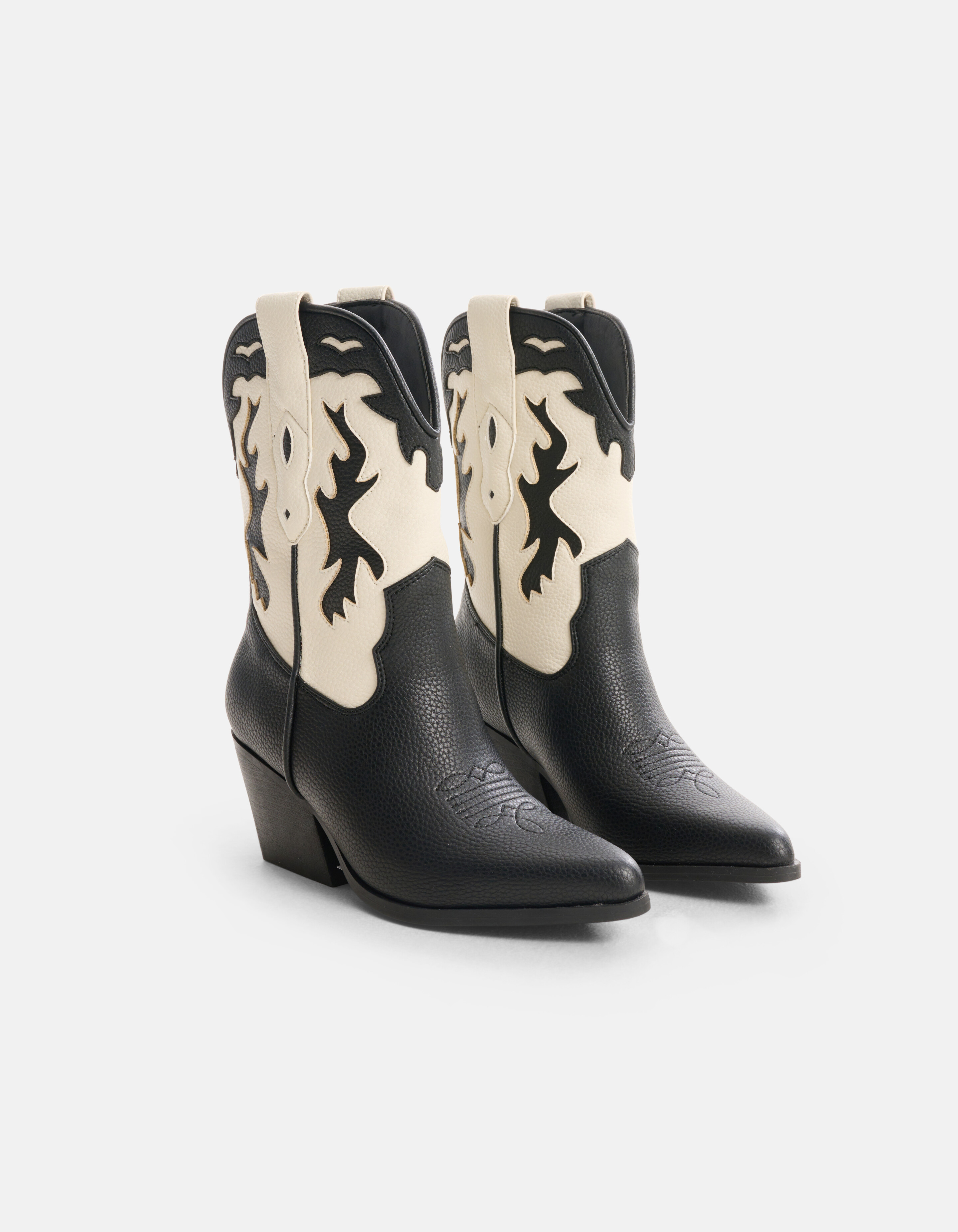 Cowboystiefel Medium Schwarz/Weiß SHOEBY SHOES