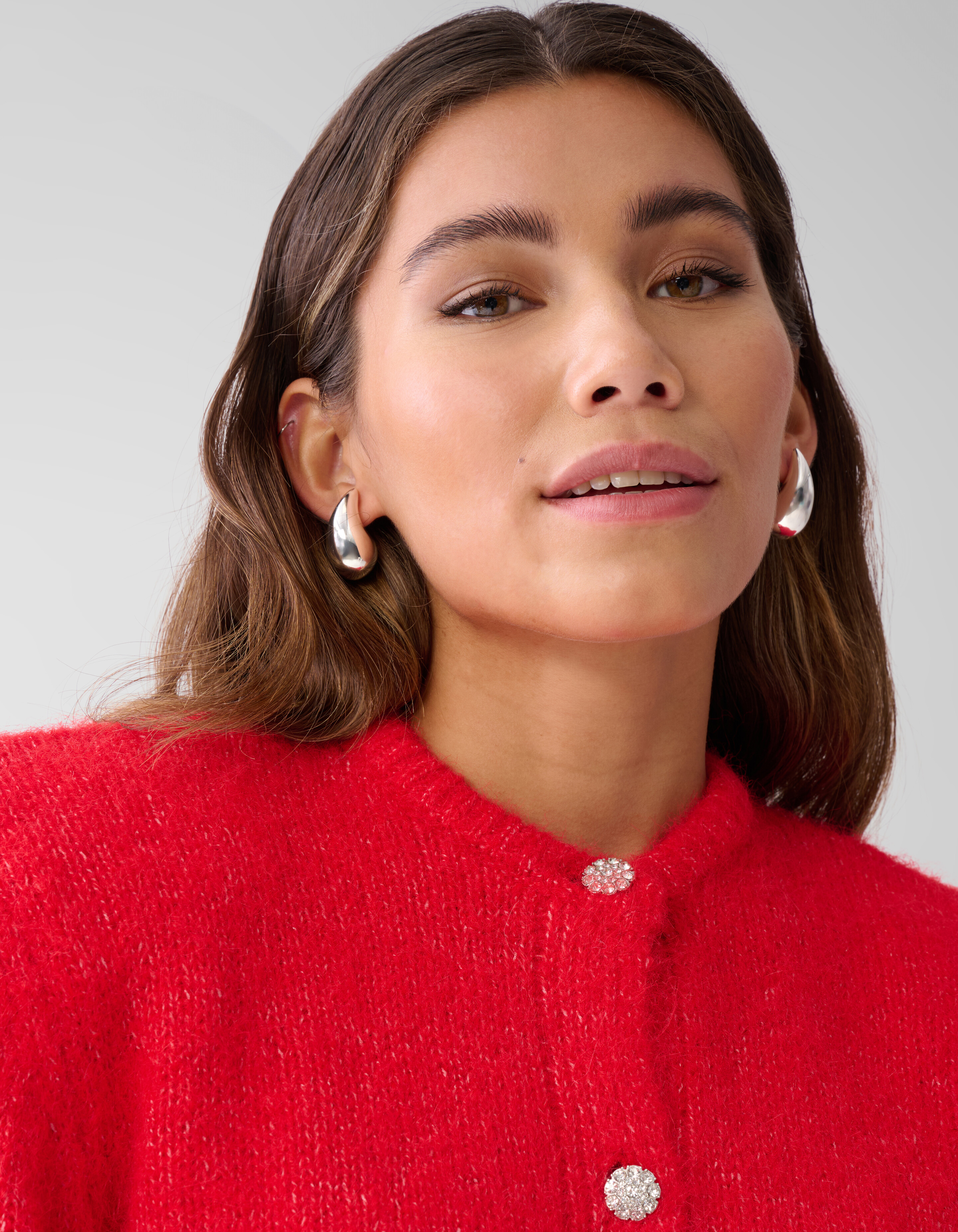 Pelzige Strickjacke Rot SHOEBY WOMEN