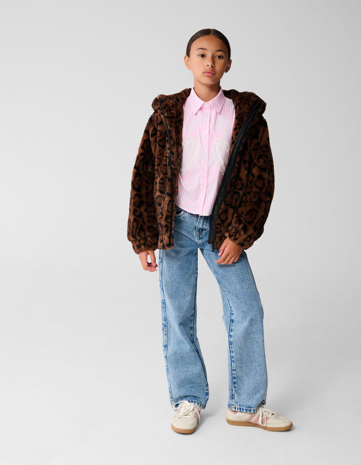 Pelz Leopard Jacke Braun SHOEBY GIRLS