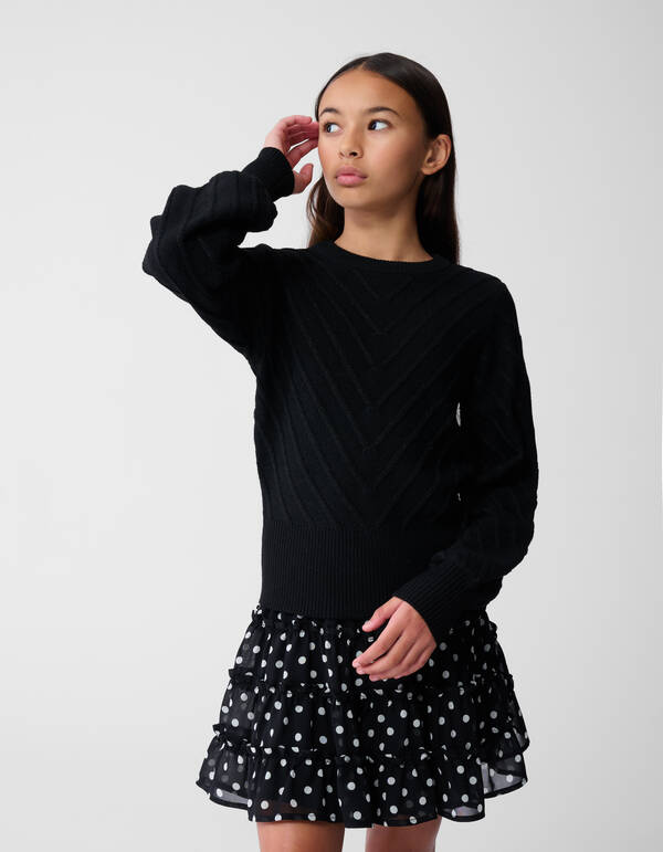 Schwarzer Glitzer-Strickpullover SHOEBY GIRLS