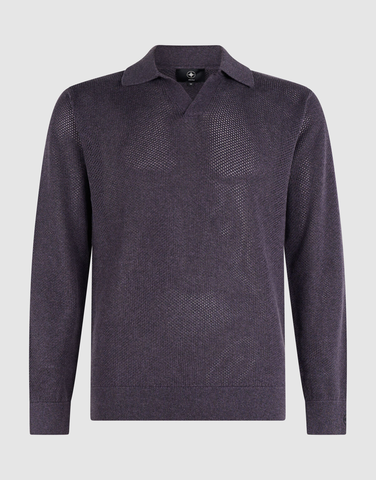 Lang&auml;rmliges Strick-Polohemd Dunkelviolett SHOEBY MEN