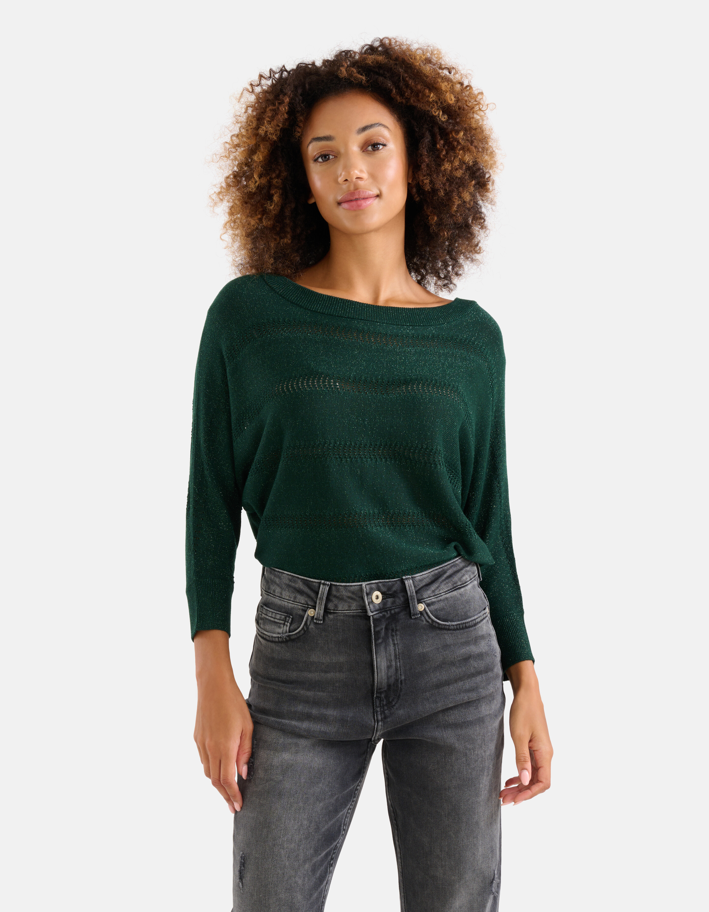 Glitzer Fledermaus-Ärmel Pullover Grün SHOEBY WOMEN