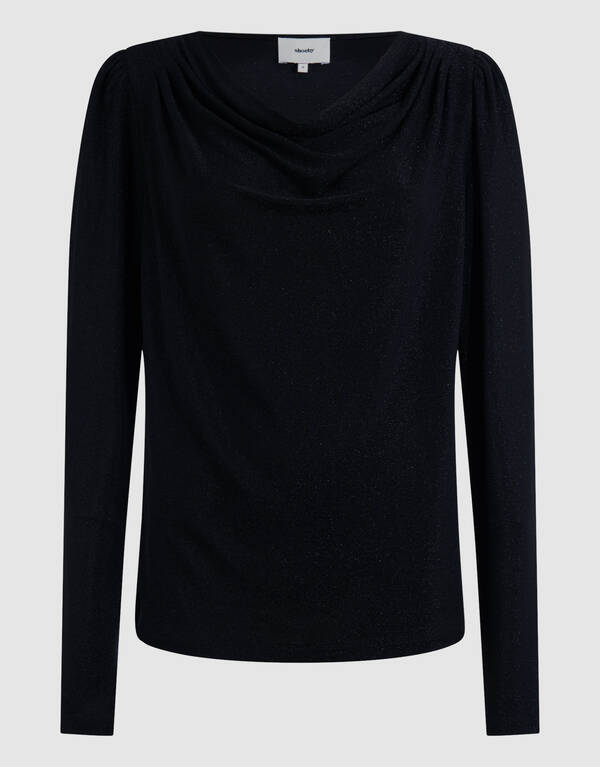 Glitzer-Drapiertes Top Schwarz SHOEBY WOMEN
