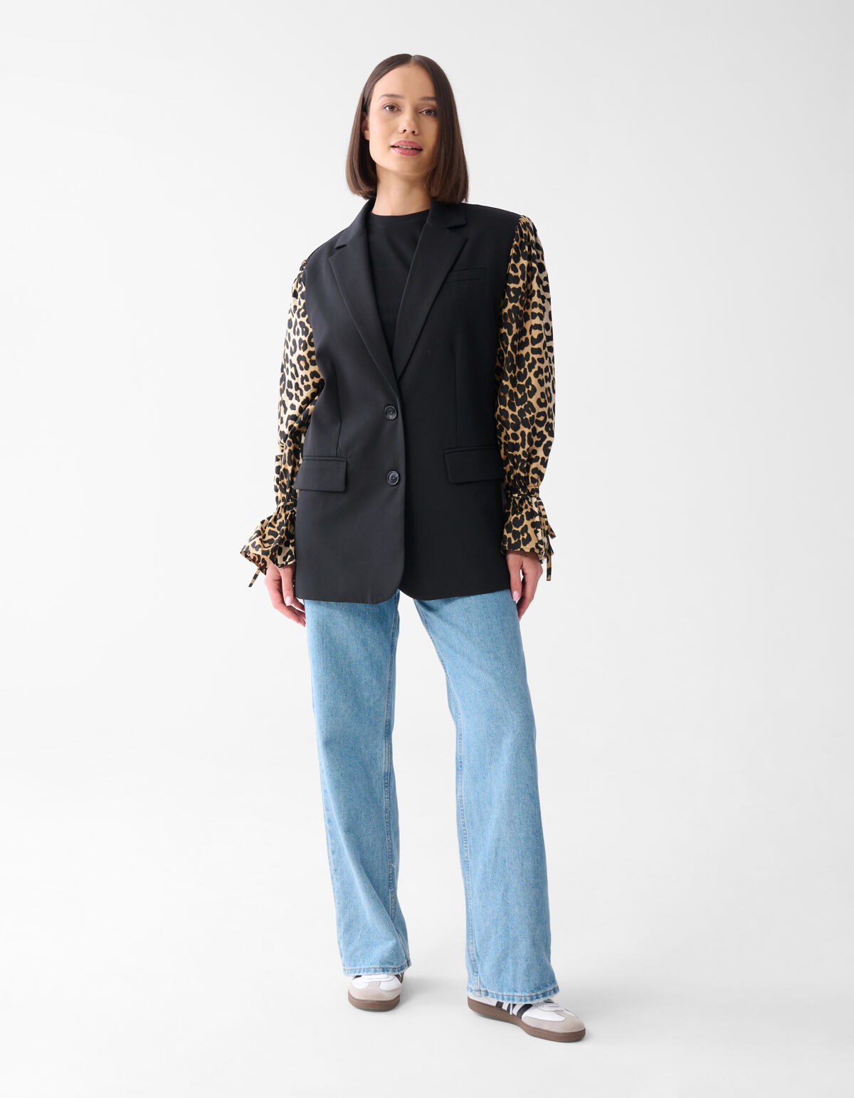 Leopard Popeline Blazer Schwarz SHOEBY WOMEN