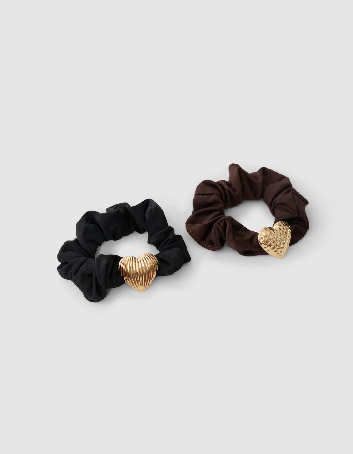 Herz Scrunchie Set Schwarz/Dunkelbraun SHOEBY ACCESSOIRES