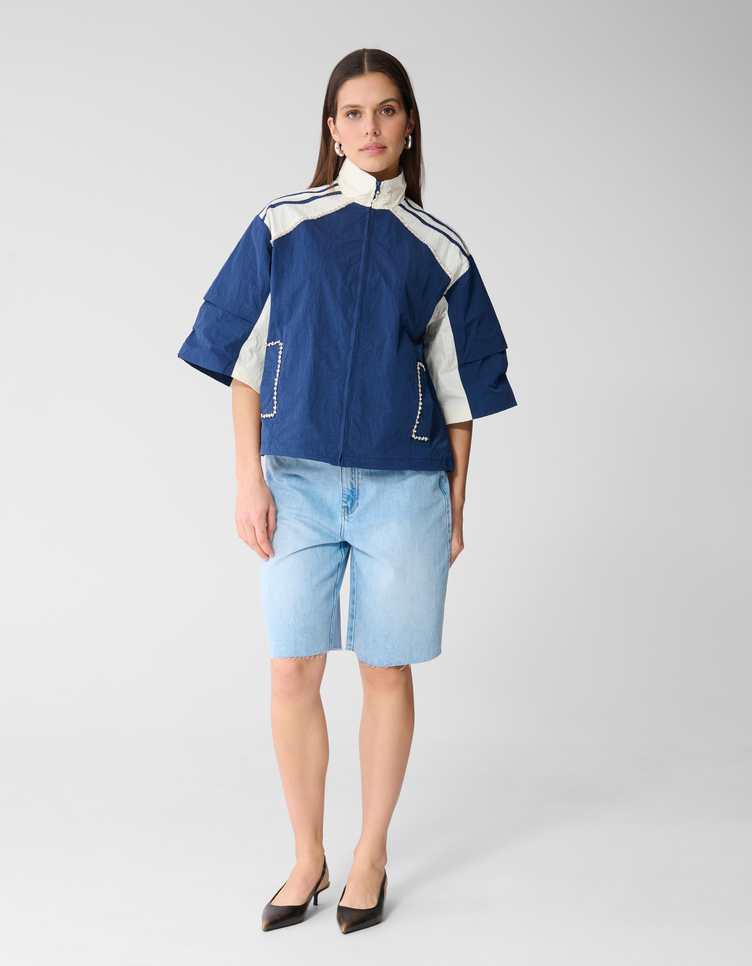 &Uuml;bergro&szlig;e sportliche Trainingsjacke Dunkelblau SHOEBY WOMEN