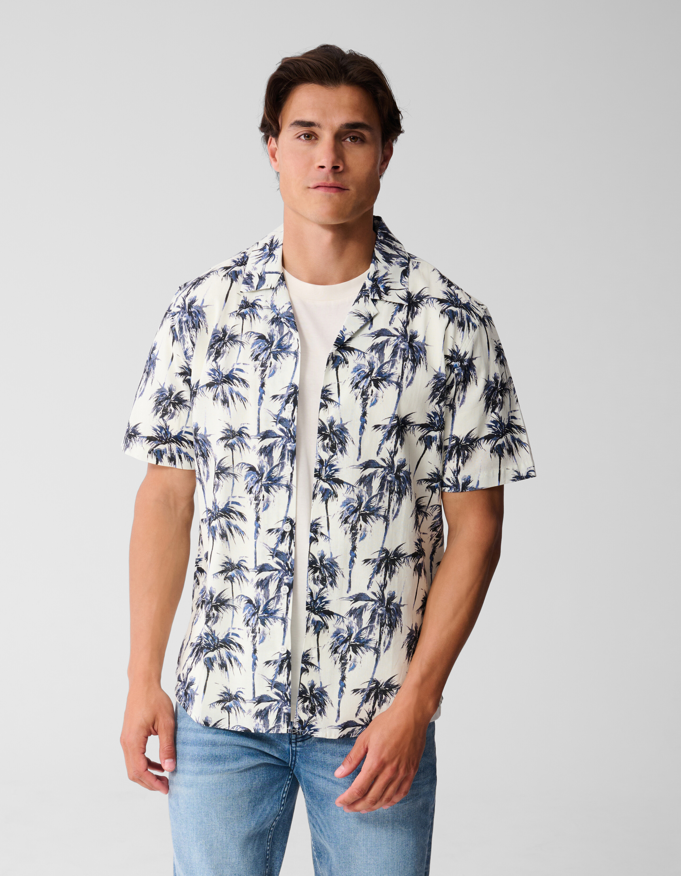 Bedrucktes Palmen-T-Shirt Off White SHOEBY MEN