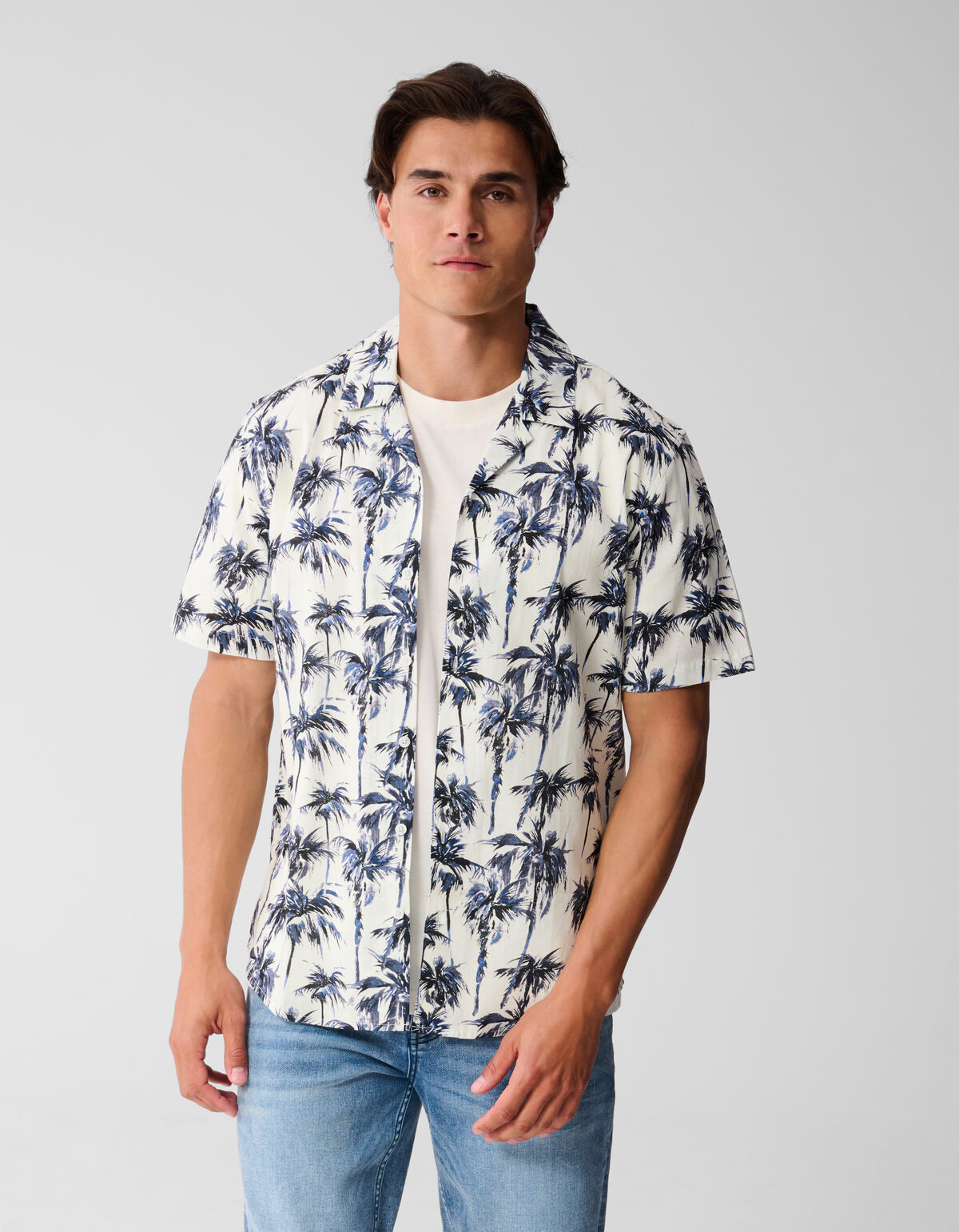 Bedrucktes Palmen-Shirt Off White SHOEBY MEN