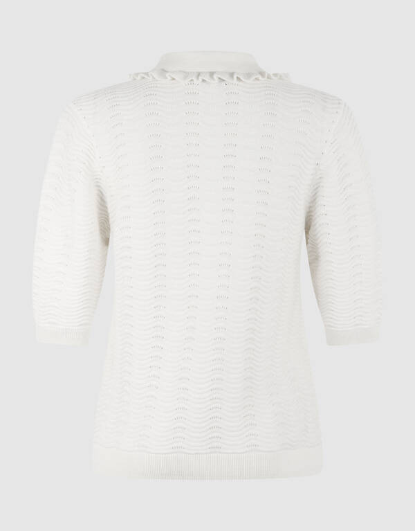Gestricktes R&uuml;schenshirt Polo Gebrochen Wei&szlig; SHOEBY WOMEN