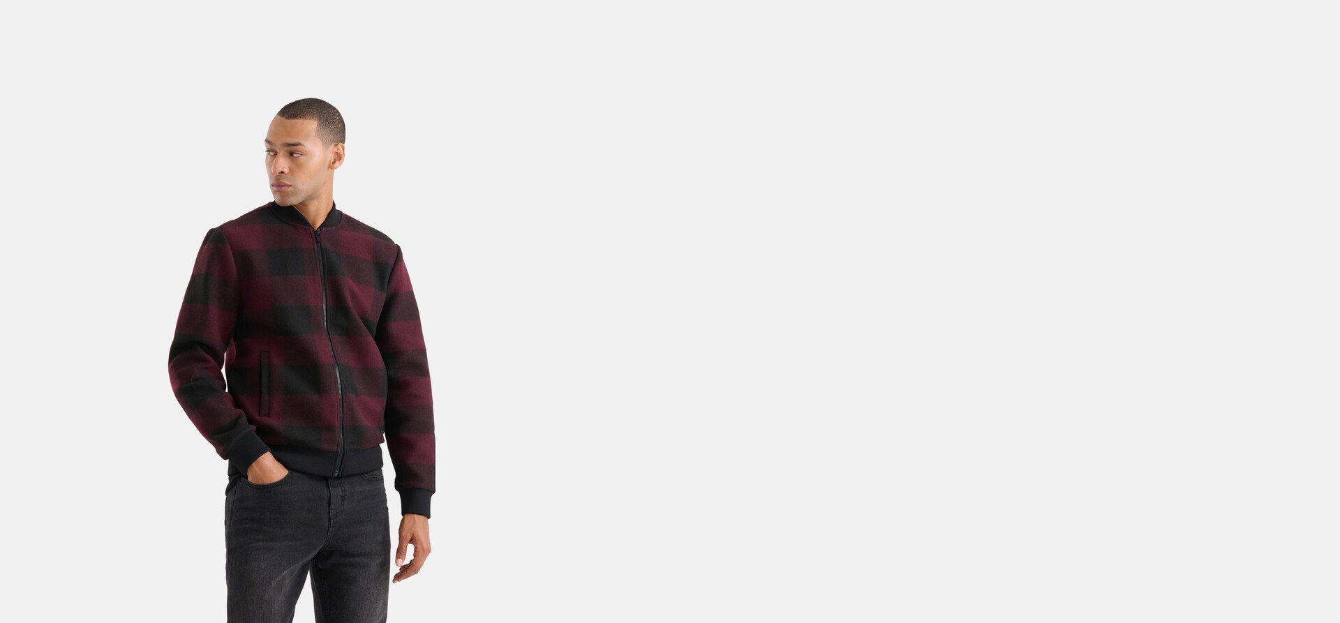 Karierte Bomberjacke Bordeaux SHOEBY MEN