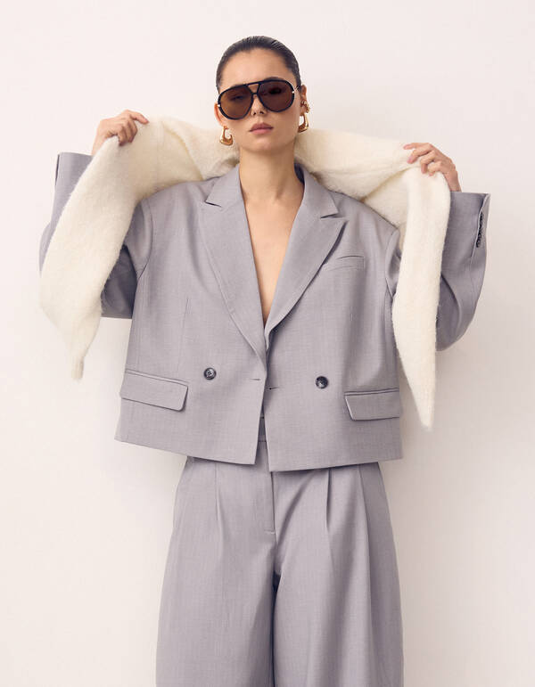 Taillierter Nadelstreifenblazer Hellgrau SHOEBY WOMEN