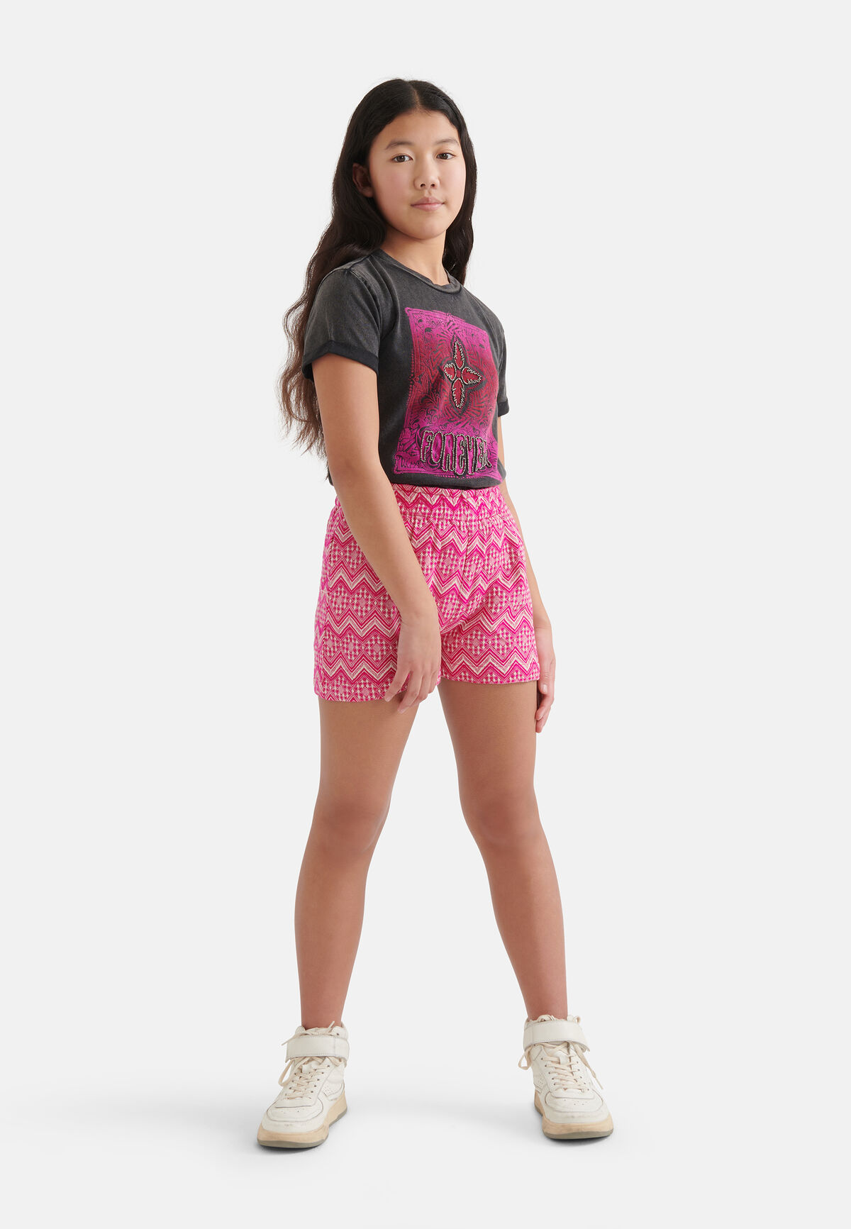T-Shirt mit grafischem Aufdruck Dunkelgrau SHOEBY GIRLS