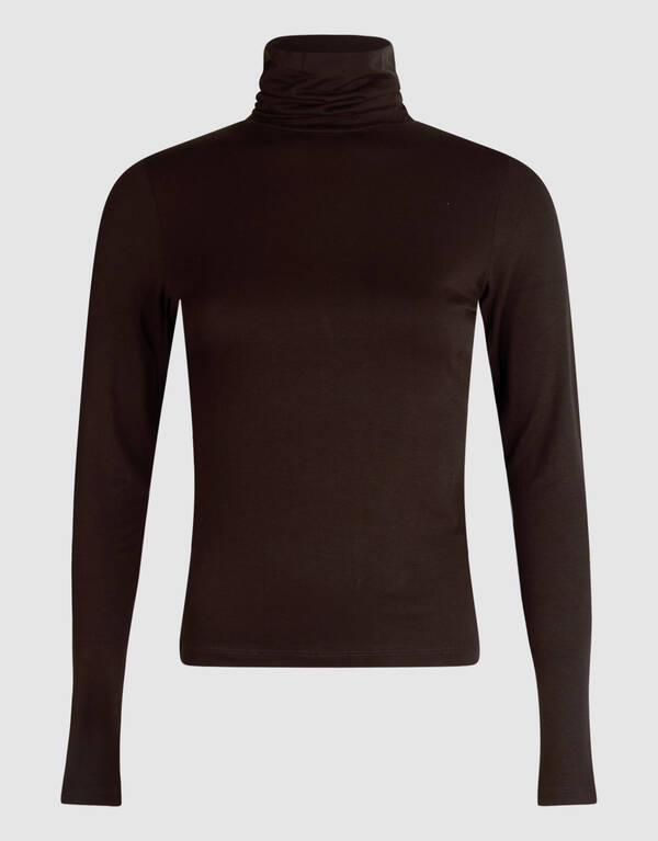 Col Neck Langarmshirt Dunkelbraun SHOEBY WOMEN