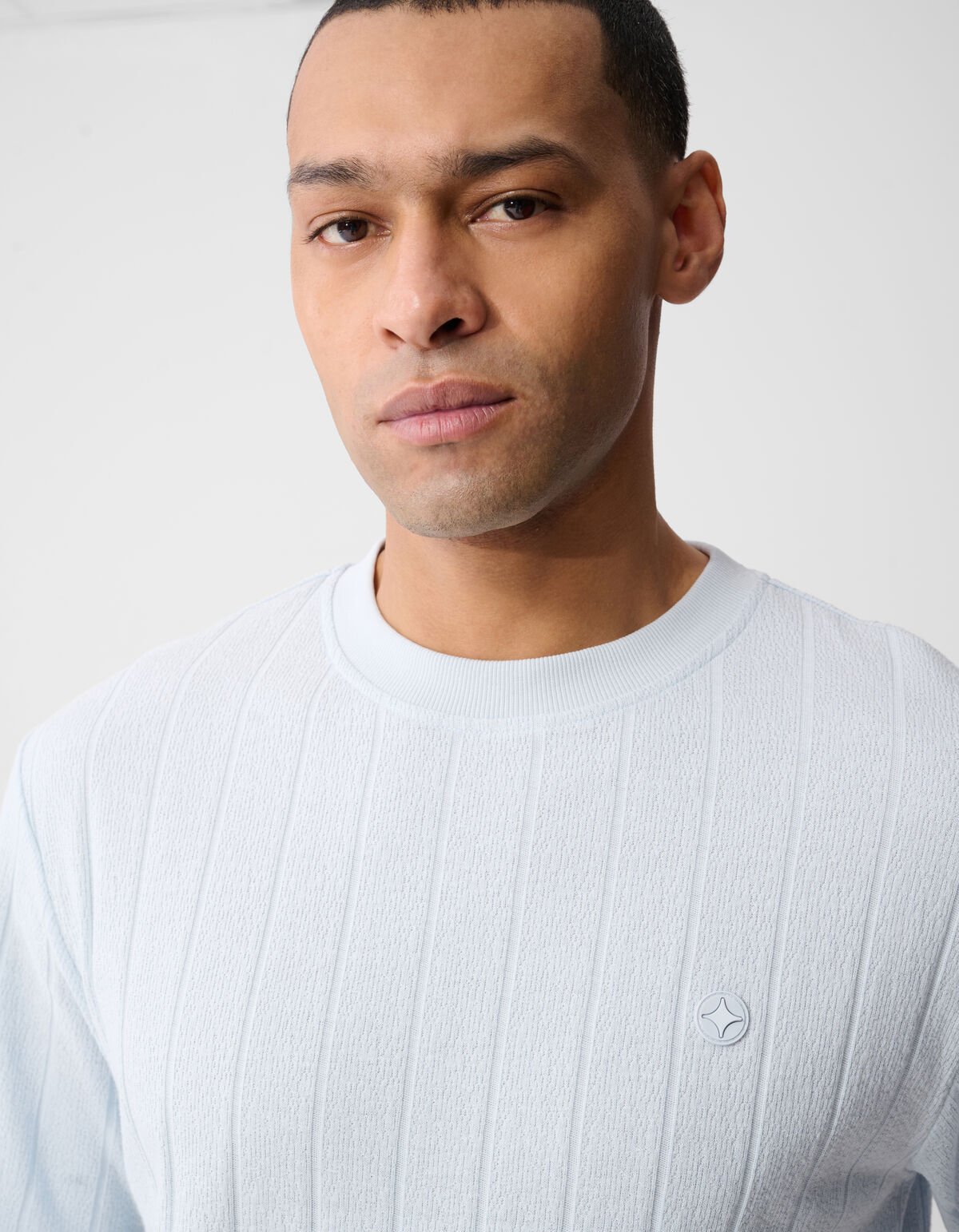 Struktur Stripe Artwork T-Shirt Hellblau SHOEBY MEN