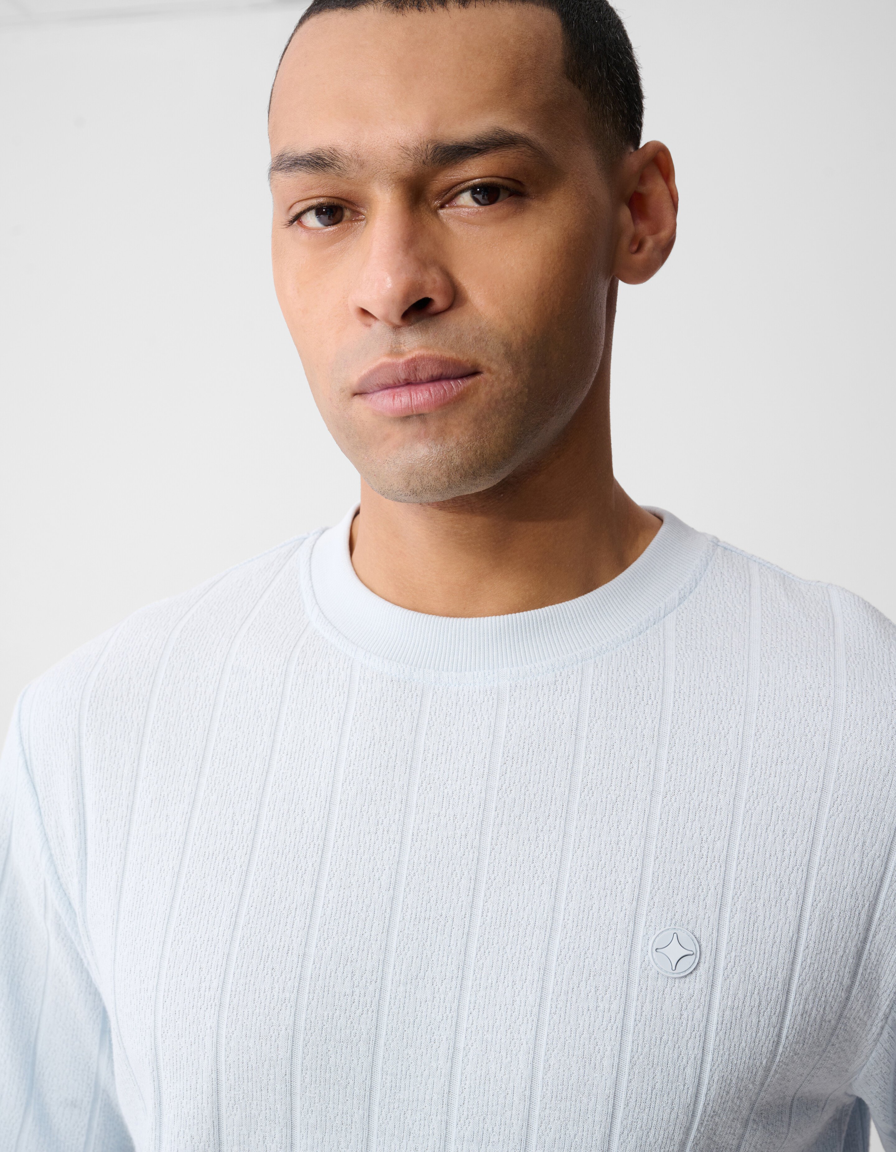 Struktur Stripe Artwork T-Shirt Hellblau SHOEBY MEN