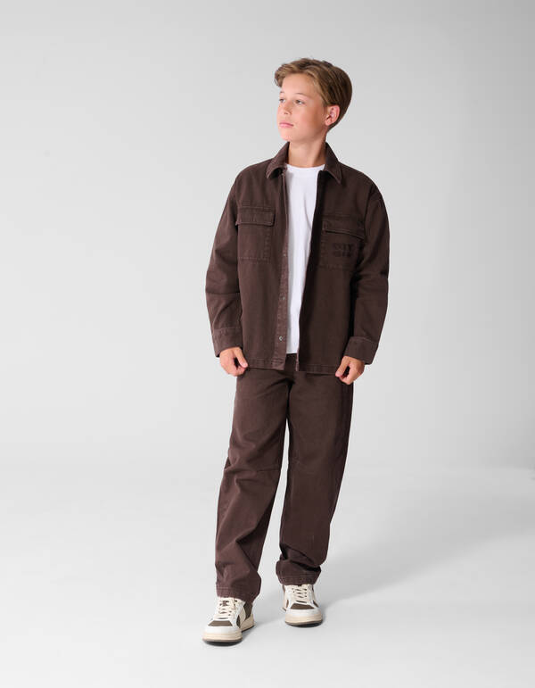 Oversized-Denim-Overshirt Dunkelbraun SHOEBY BOYS