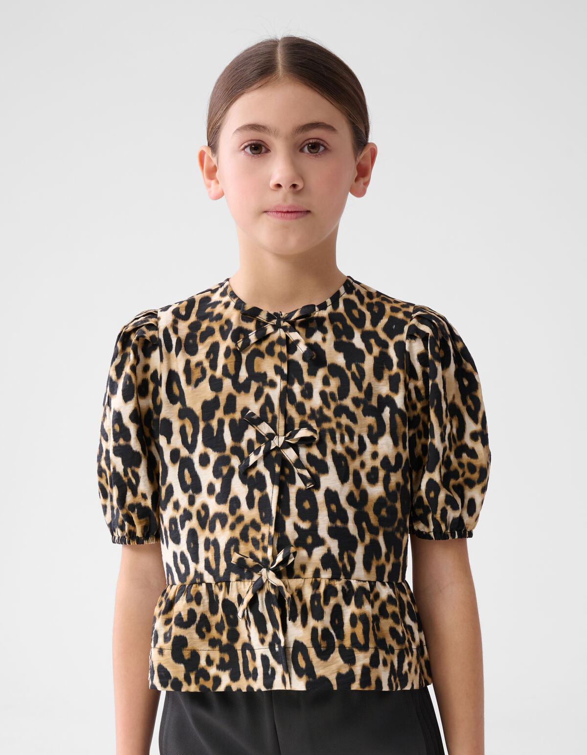 Leoparden-Schleifen-Top Braun SHOEBY GIRLS