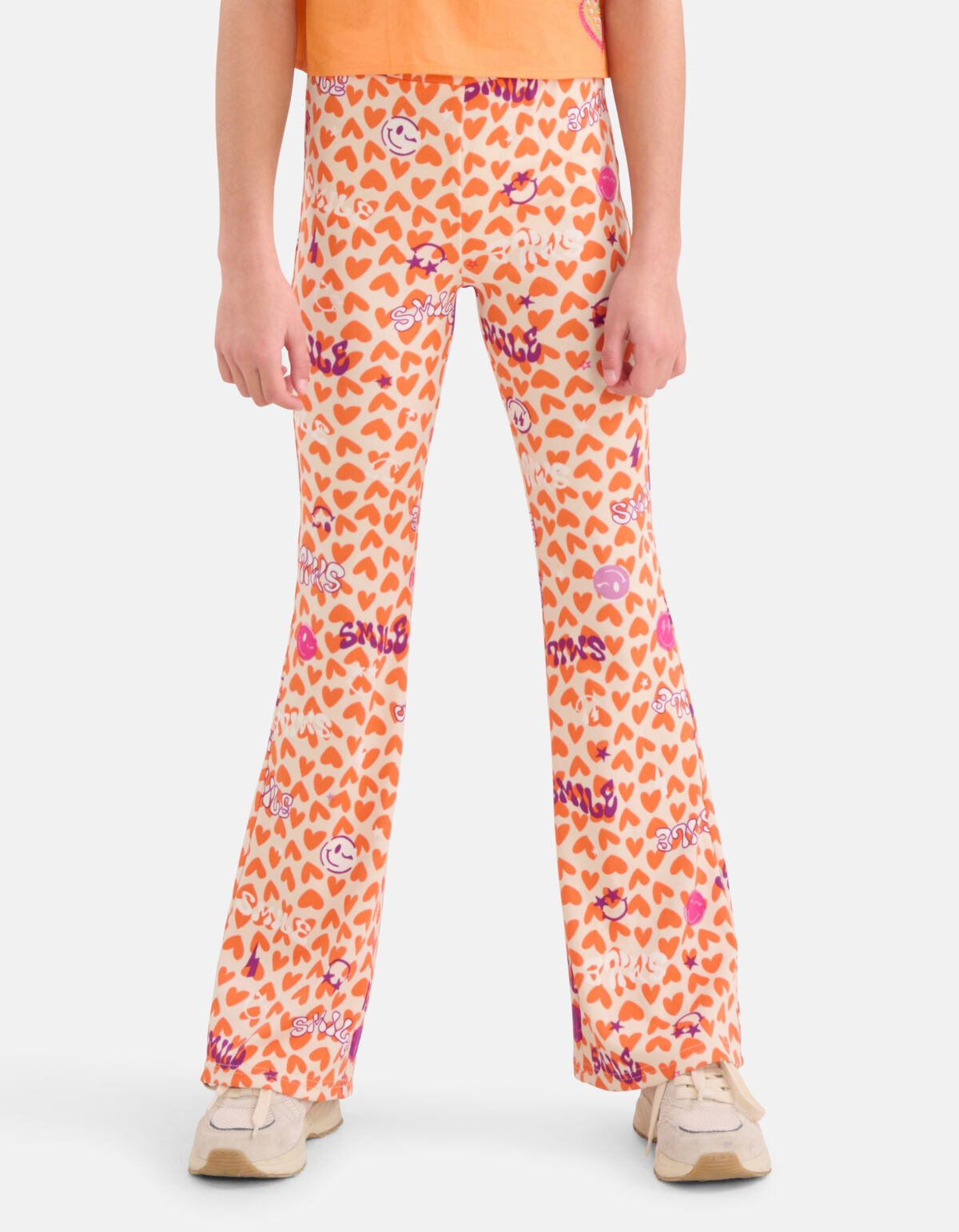 Bedruckte ausgestellte Rippenleggings Oranje SHOEBY GIRLS