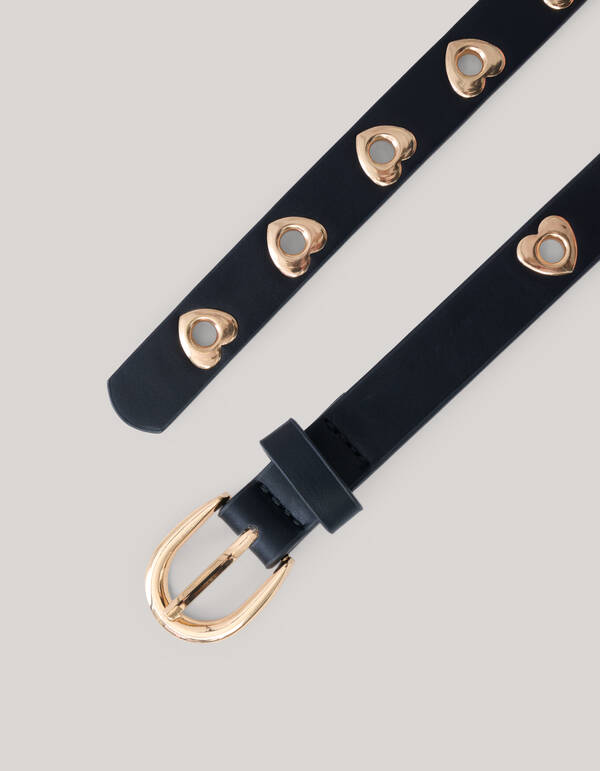 Gürtel mit goldenen Herzen Schwarz SHOEBY ACCESSOIRES