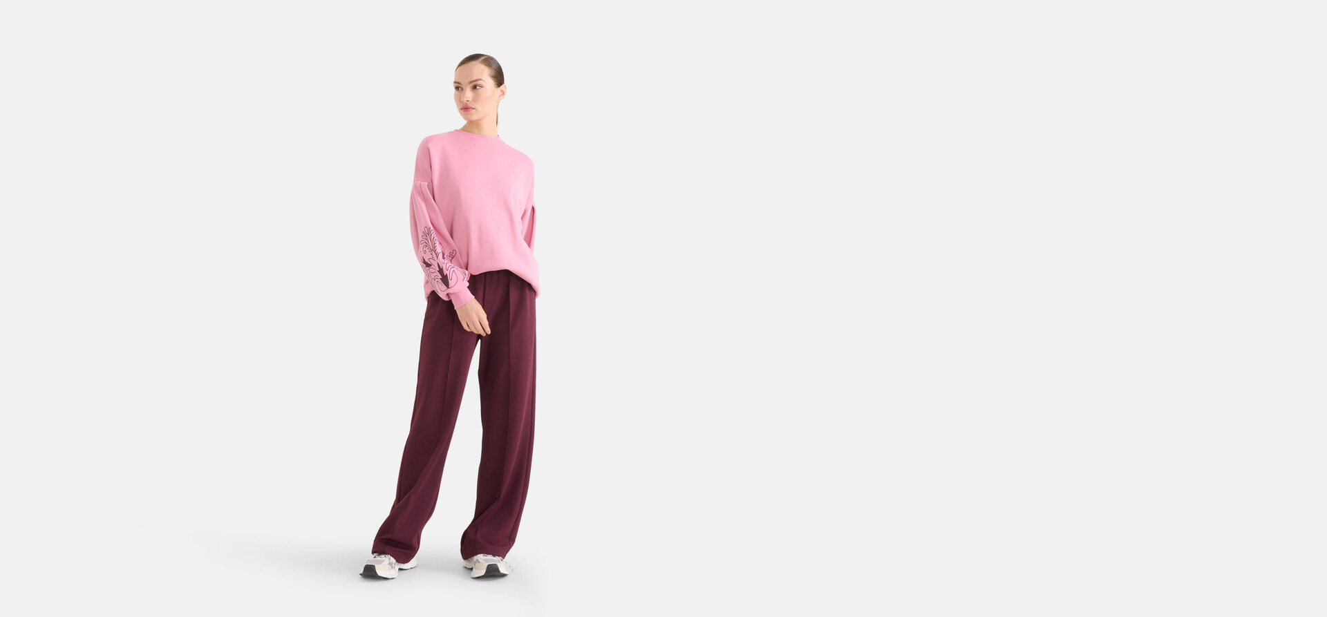 Basis Wide Leg Broek Bordeaux SHOEBY WOMEN