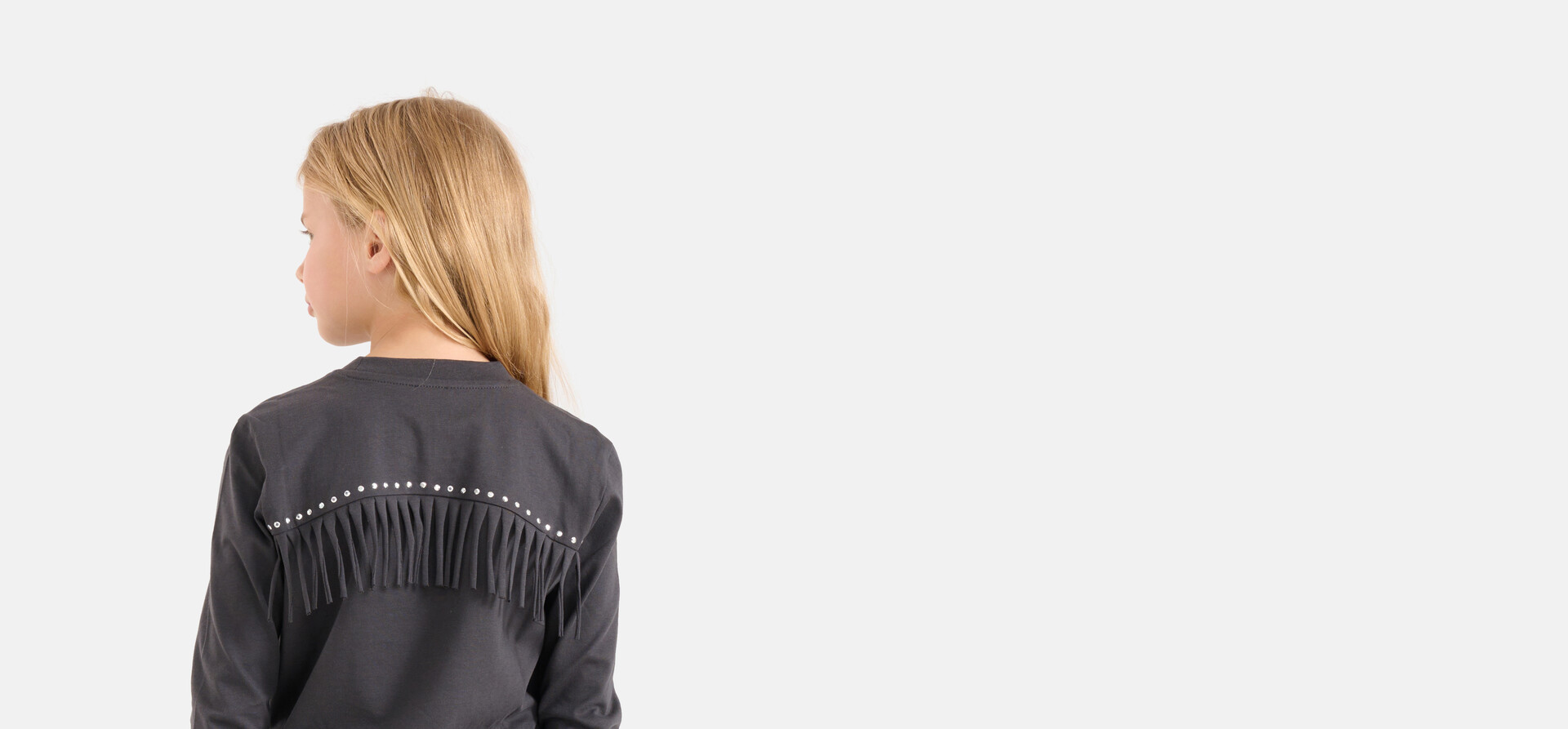 Fringe Longsleeve Donkergrijs SHOEBY GIRLS