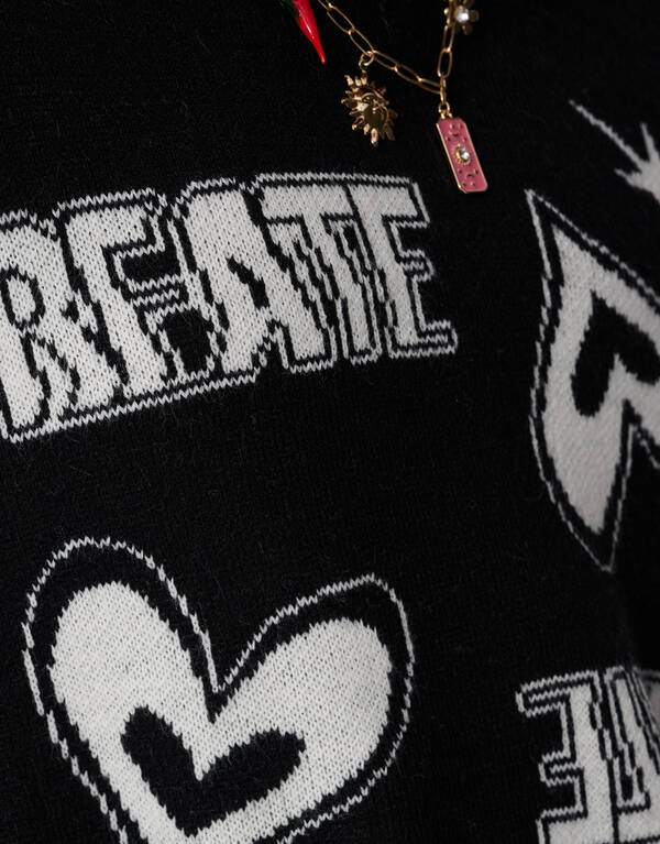 Gestrickter Create Artwork Pullover Schwarz SHOEBY GIRLS