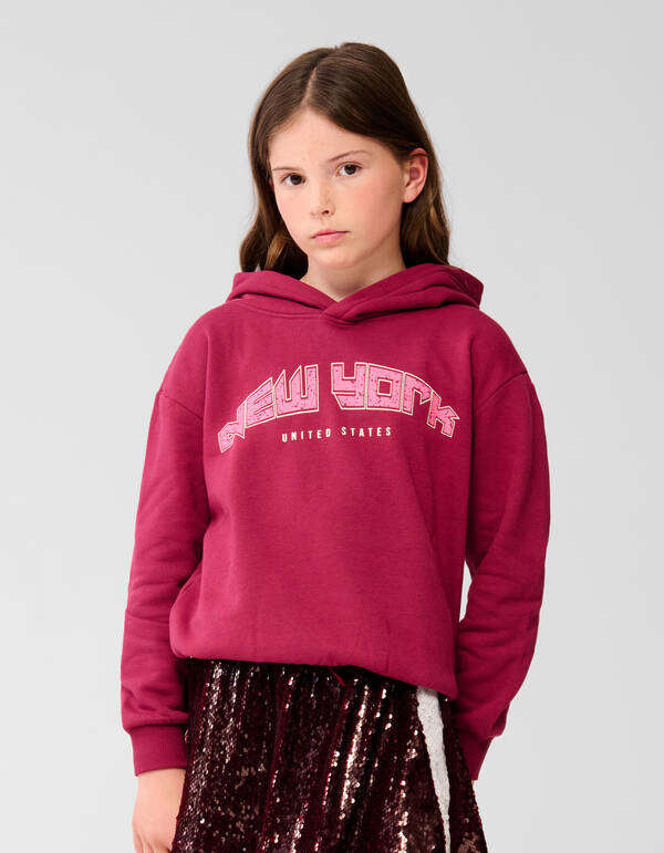 New York Artwork Hoodie Dunkelrot SHOEBY GIRLS