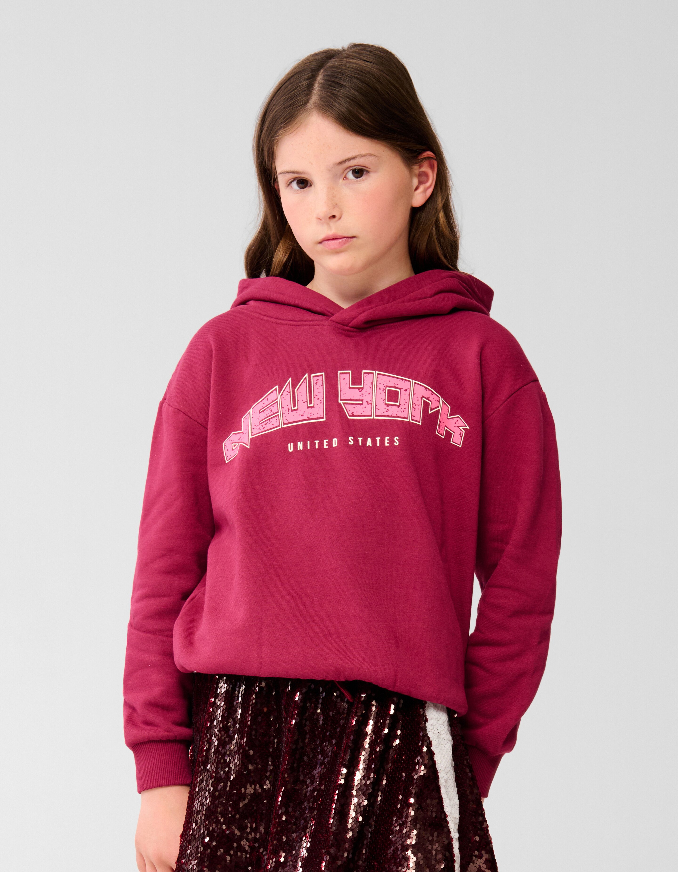 New York Artwork Hoodie Dunkelrot SHOEBY GIRLS