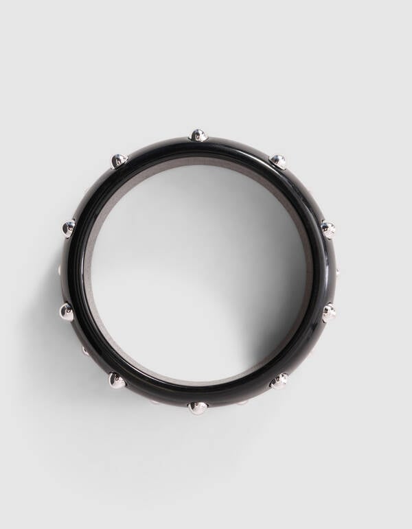 Gro&szlig;er Armreif mit Nieten Schwarz SHOEBY ACCESSOIRES