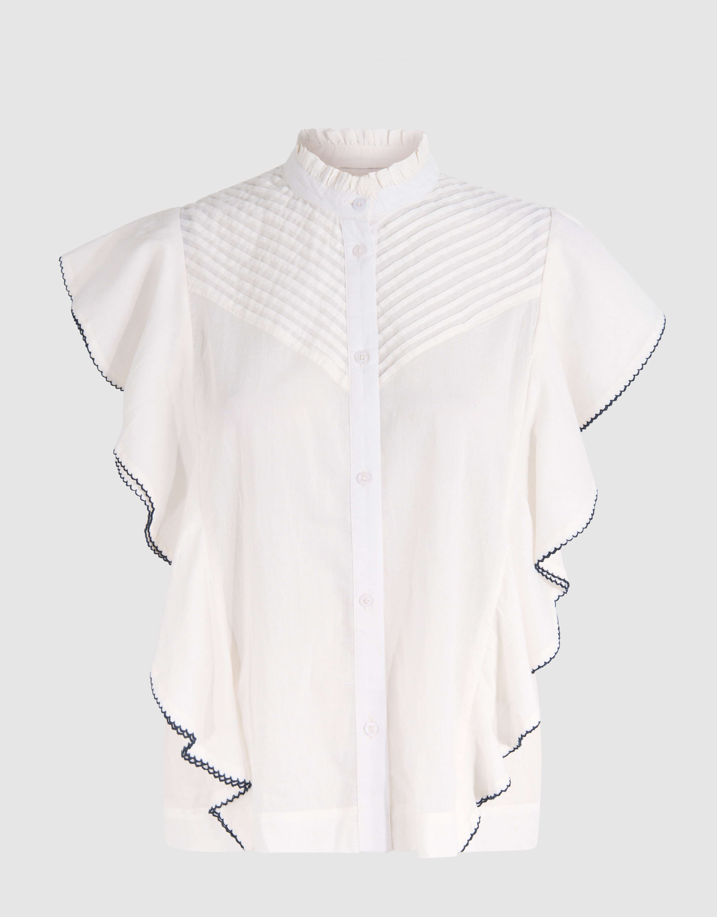 Pintuck-Rüschen-Top Off White SHOEBY WOMEN