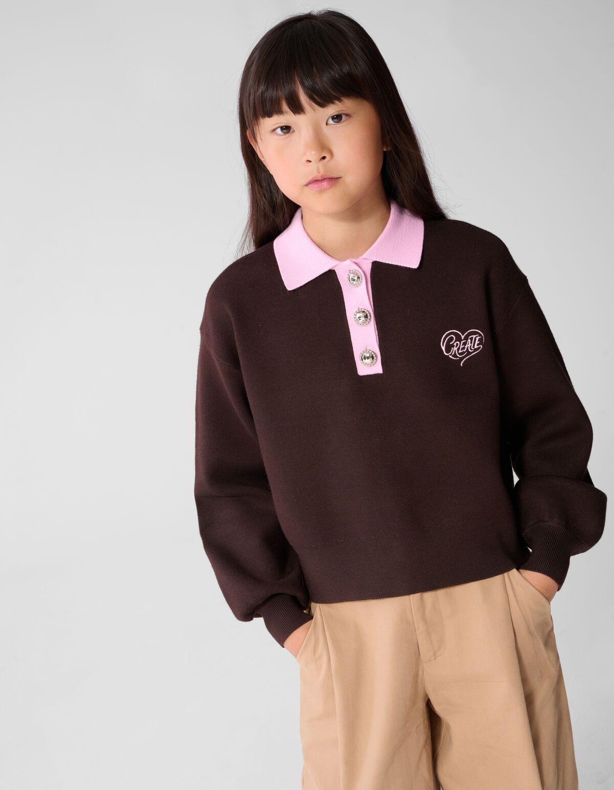 Create Strickpolo Braun/Rosa SHOEBY GIRLS