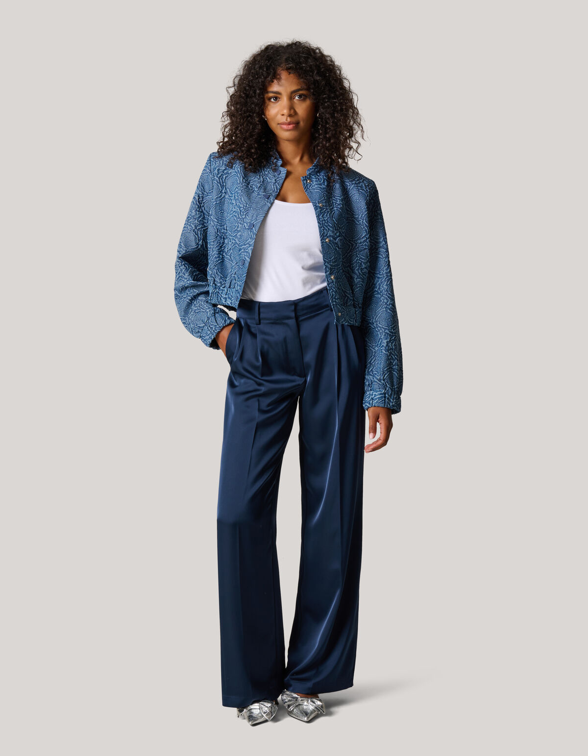 Bedruckter Jeansbomber Dunkelblau SHOEBY WOMEN