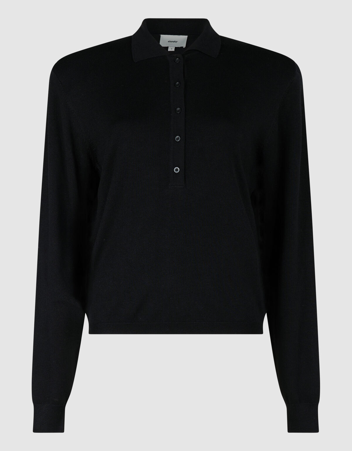 Gebreide Longsleeve Polo Zwart SHOEBY WOMEN