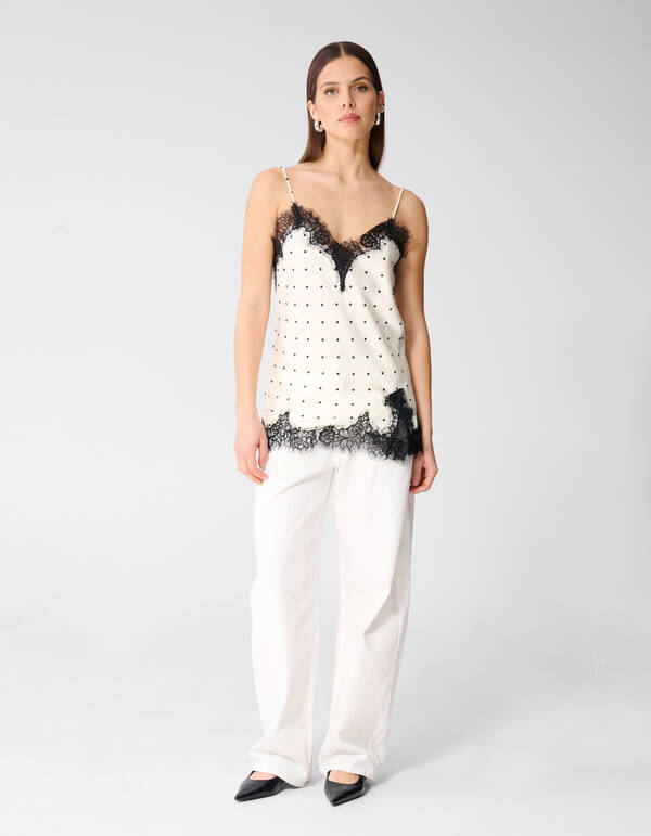 Polkadot Top Gebrochen Wei&szlig; von Monica SHOEBY WOMEN