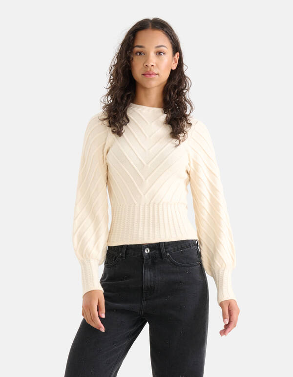 Diagonaler Pullover Off White SHOEBY WOMEN
