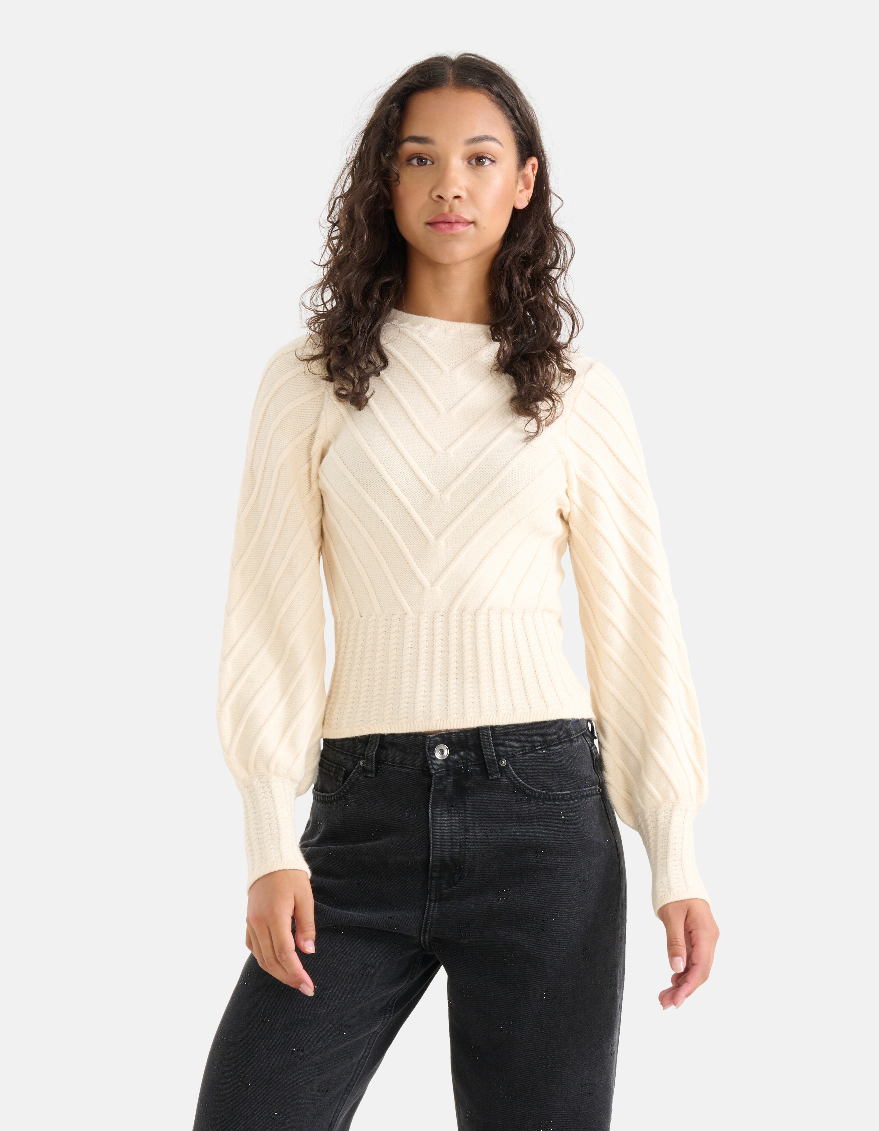 Diagonaler Pullover Off White SHOEBY WOMEN