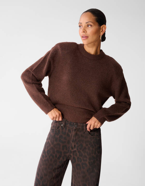 Strickpullover Mit Rundhalsausschnitt Braun SHOEBY WOMEN